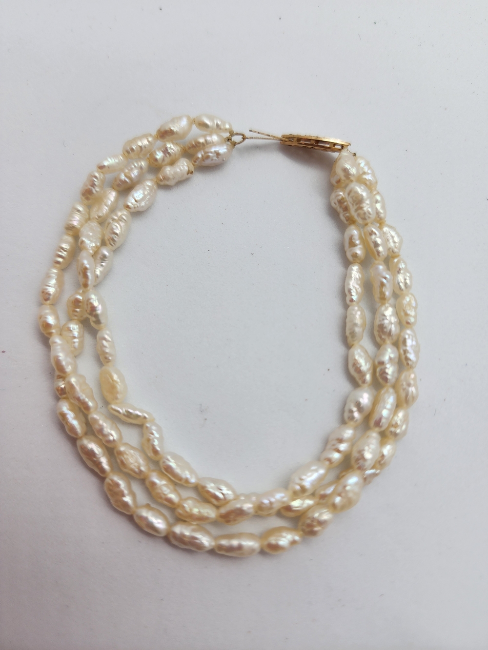 Freshwater Rice Pearl Multi Strand 14kt Gold Clasp